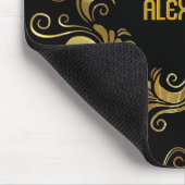 Schwarz-Gold-Wirbel - kundenspezifisches Monogramm Mousepad (Ecke)