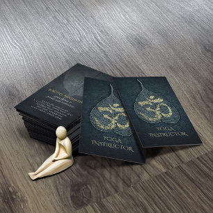 Schwarz & Gold Yoga-Instructor Bodhi Leaf OM-Symbo Visitenkarte
