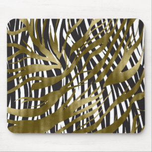 Schwarz-Gold-Zebra-Print-Safari-Chic-Glamour Mousepad