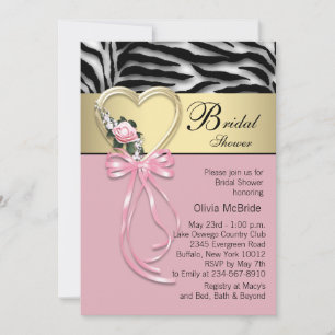 Schwarz Gold Zebra Rosa Zebra Brautdusche Einladung