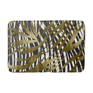 Schwarz-Gold-Zebraprint Safari-Chic-Glamour Badematte