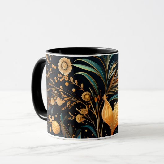 Schwarz-Gold-Ziermuster Tasse (Vorderseite Links)
