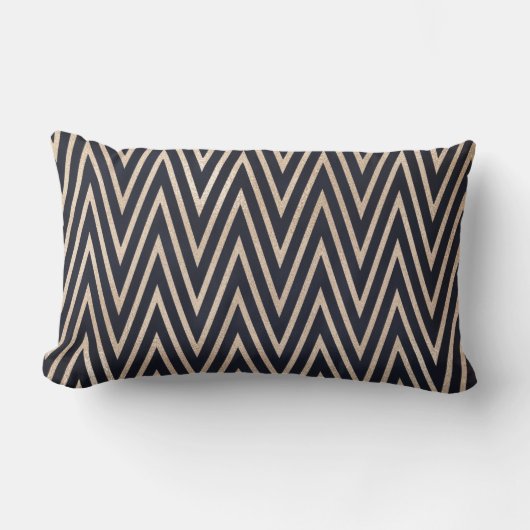 Schwarz/Gold ZigZag Lumbar Kissen (Vorderseite)