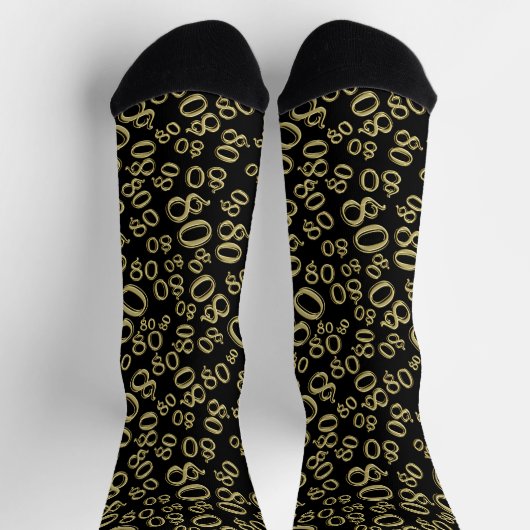 Schwarz/Gold-Zufallszahlenmuster des 80. Geburtsta Socken (Oben)