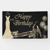 Schwarz, Goldballons, Glas, Absatz, Glitzer, Kleid Banner (Horizontal)