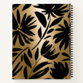 Schwarz-Golden Brush Bloral Notizblock (Rückseite)