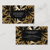 Schwarz-Golden Brush Bloral Visitenkarte (Vorne/Hinten)