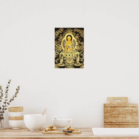 Schwarz-Golden Buddha Poster (Küche)