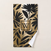 Schwarz-Golden Floral Brush Badhandtuch Set (Handtuch)