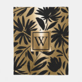 Schwarz-Golden Floral Brush Fleecedecke (Vorderseite)