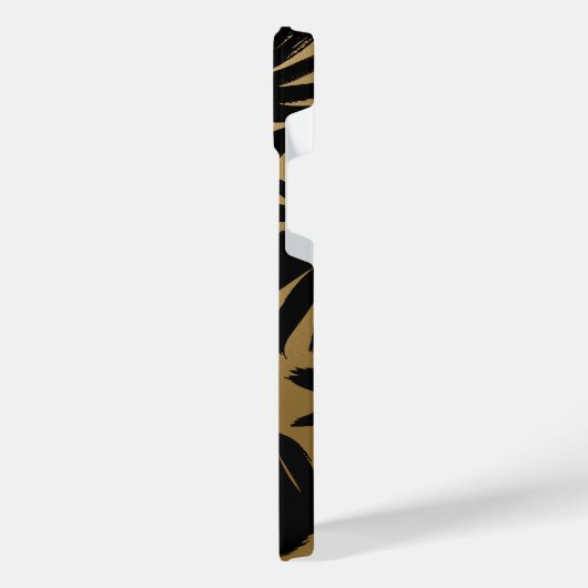 Schwarz-Golden Floral Brush iPhone Hülle (Linke Seite)