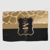 Schwarz-Golden-Giraffe-Muster Golfhandtuch (Horizontal)