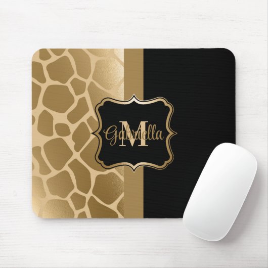 Schwarz-Golden-Giraffe-Muster Mousepad (Mit Mouse)