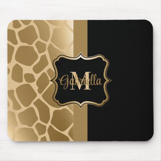 Schwarz-Golden-Giraffe-Muster Mousepad (Vorne)
