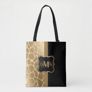 Schwarz-Golden-Giraffe-Muster Tasche