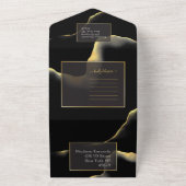 Schwarz & Golden 💍 Modernes, Abstraktes, raues Öl All In One Einladung (Außenbereich)
