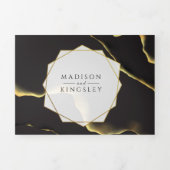 Schwarz & Golden 💍 Modernes, Abstraktes, raues Öl Dreifach Gefaltete Einladung (Cover)