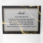 Schwarz & Golden 💍 Modernes, Abstraktes, raues Öl Dreifach Gefaltete Einladung (Innen Erste Seite)