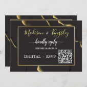 Schwarz & Golden 💡 Modernes, Abstraktes, raues Öl Einladung (Vorne/Hinten)