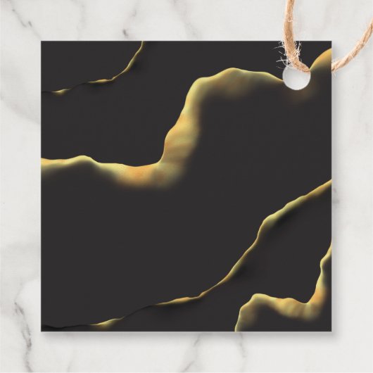 Schwarz & Golden 💡 Modernes, Abstraktes, raues Öl Geschenkanhänger (Rückseite)