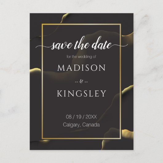 Schwarz & Golden 💡 Modernes, Abstraktes, raues Öl Postkarte (Vorderseite)