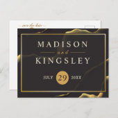 Schwarz & Golden 💡 Modernes, Abstraktes, raues Öl Postkarte (Vorne/Hinten)