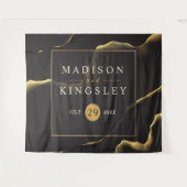 Schwarz & Golden 💍 Modernes, Abstraktes, raues Öl Wandteppich (Vorderseite (Horizontal))