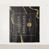 Schwarz & Golden 💍 Modernes, Abstraktes, raues Öl Wandteppich (Vorderseite)