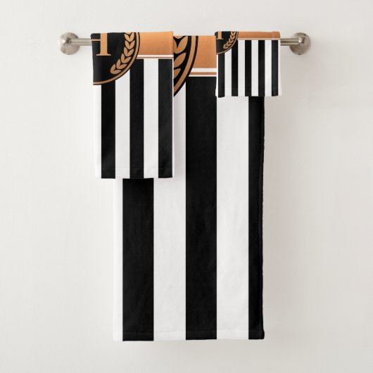 Schwarz-Golden Monogram Badhandtuch Set (Insitu)