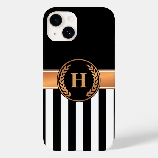 Schwarz-Golden Monogram Case-Mate iPhone Hülle (Rückseite)