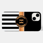 Schwarz-Golden Monogram Case-Mate iPhone Hülle (Rückseite (Horizontal))