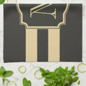 Schwarz-Golden Monogram Geschirrtuch (Gefaltet)