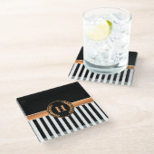 Schwarz-Golden Monogram Glasuntersetzer (Schrägansicht)