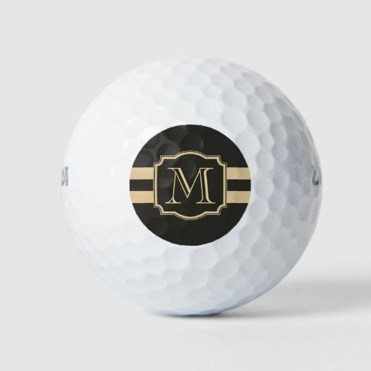 Schwarz-Golden Monogram Golfball (Vorderseite)