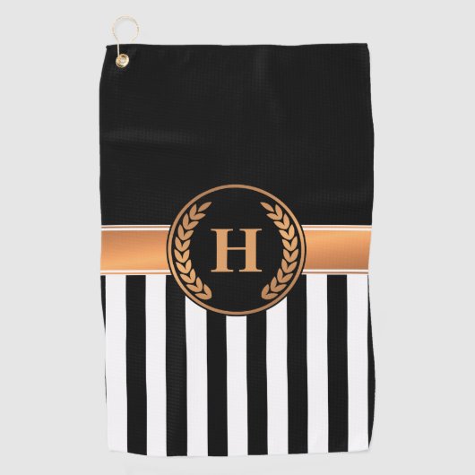 Schwarz-Golden Monogram Golfhandtuch (Vorderseite)