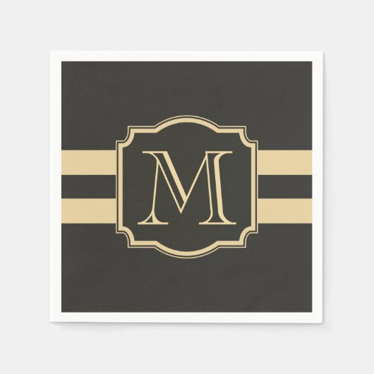 Schwarz-Golden Monogram Serviette (Vorderseite)