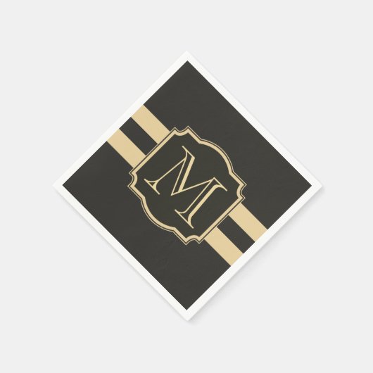 Schwarz-Golden Monogram Serviette (Ecke)