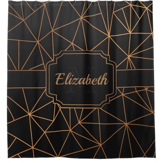 Schwarz & Golden Mosaik Duschvorhang (Vorderseite)