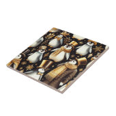 Schwarz-Golden-Pinguin Fliese (Seite)