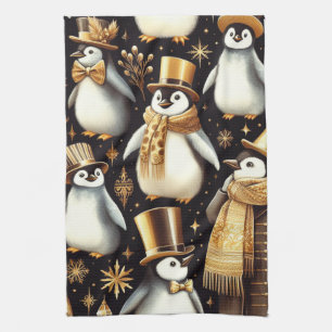 Schwarz-Golden-Pinguin Geschirrtuch
