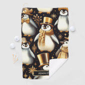 Schwarz-Golden-Pinguin Golfhandtuch (Insitu)