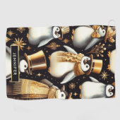 Schwarz-Golden-Pinguin Golfhandtuch (Horizontal)