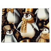 Schwarz-Golden-Pinguin Große Geschenktüte (Vorderseite)