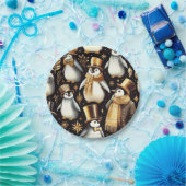 Schwarz-Golden-Pinguin Pappteller (Party)