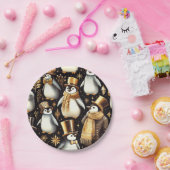 Schwarz-Golden-Pinguin Pappteller (Party)