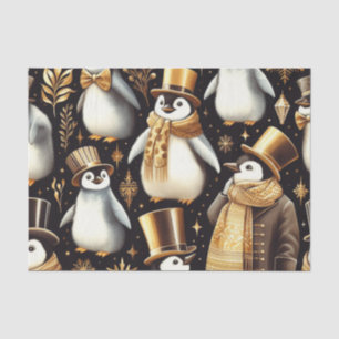 Schwarz-Golden-Pinguin Seidenpapier