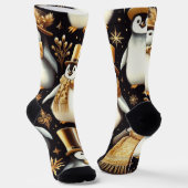 Schwarz-Golden-Pinguin Socken (Gewinkelt)