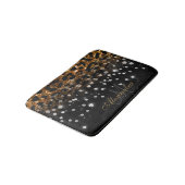 Schwarz/Golden Sparkle Leopard Print Badematte (Schrägansicht)