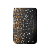 Schwarz/Golden Sparkle Leopard Print Badematte (Vorderseite Vertikal)