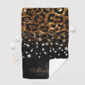 Schwarz/Golden Sparkle Leopard Print Golfhandtuch (Insitu)